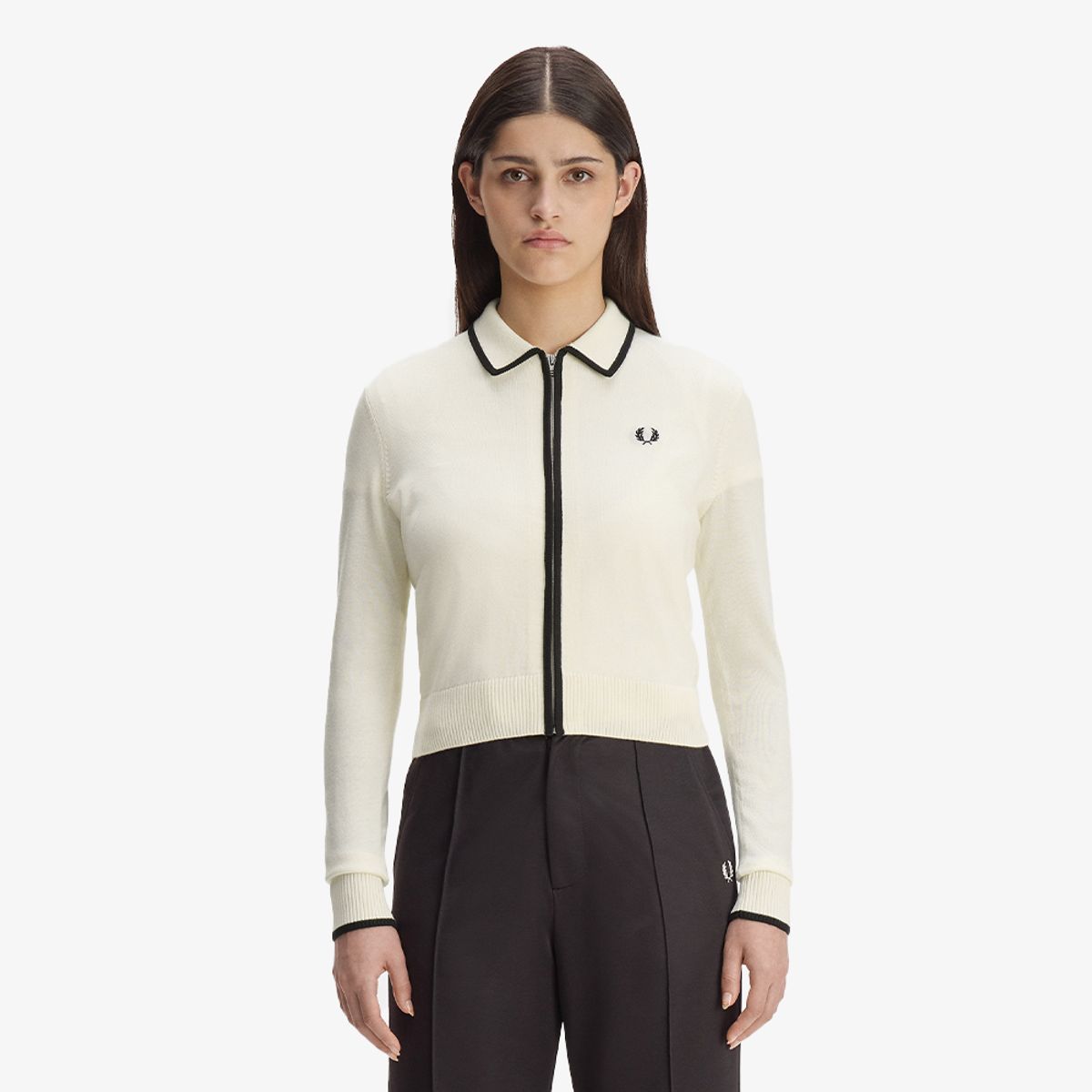 프레드페리(FRED PERRY) [Womens] 집 스루 니트 셔츠 - 에크루 AFPF2G33122-560