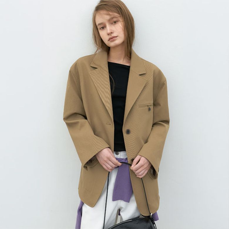(JK-3074)BOYFRIEND FIT TWILL STITCH JACKET