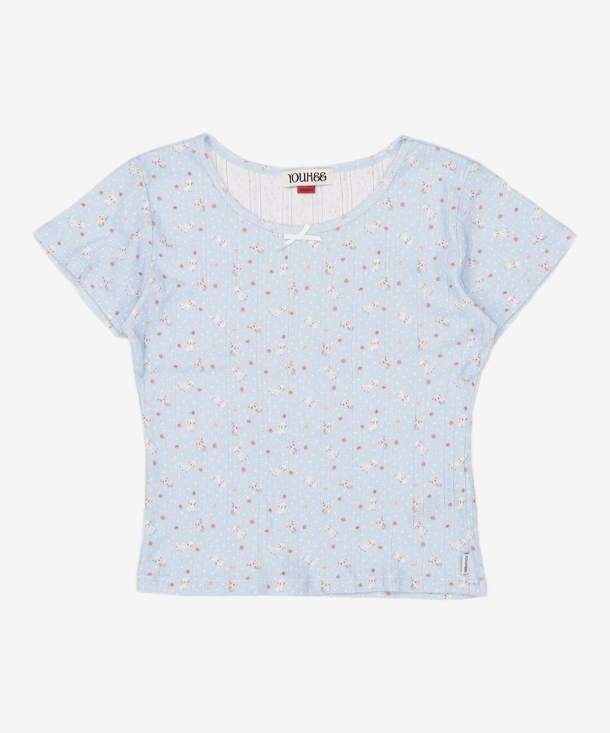 유희(YOUHEE) SHEEP PATTERN EYELET T-SHIRTS_LIGHT BLUE M