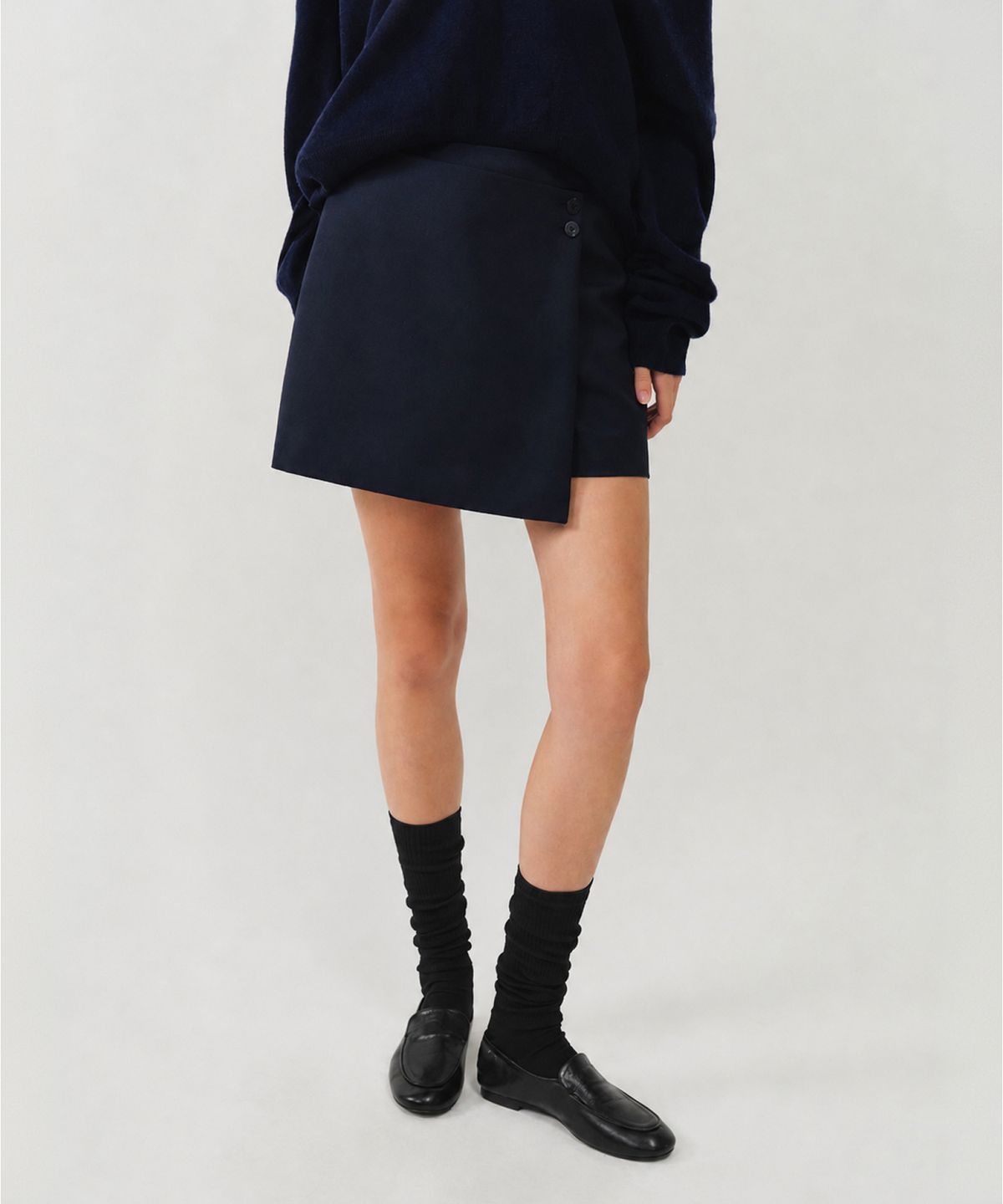 룩캐스트(LOOKAST) 울 랩 스커트 팬츠_네이비 / WOOL WRAP SKIRT PANTS_NAVY