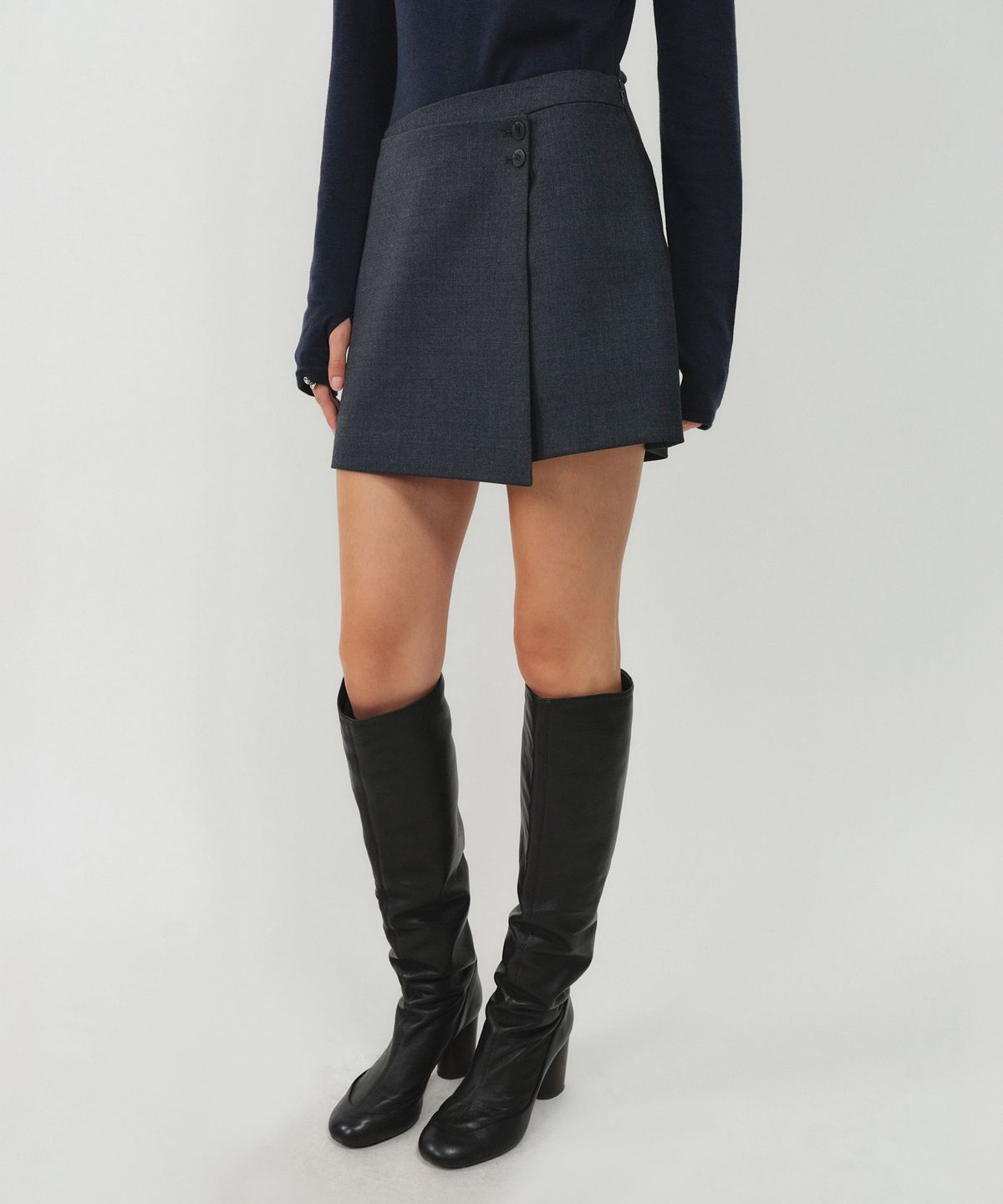 룩캐스트(LOOKAST) 울 랩 스커트 팬츠_그레이 / WOOL WRAP SKIRT PANTS_GREY
