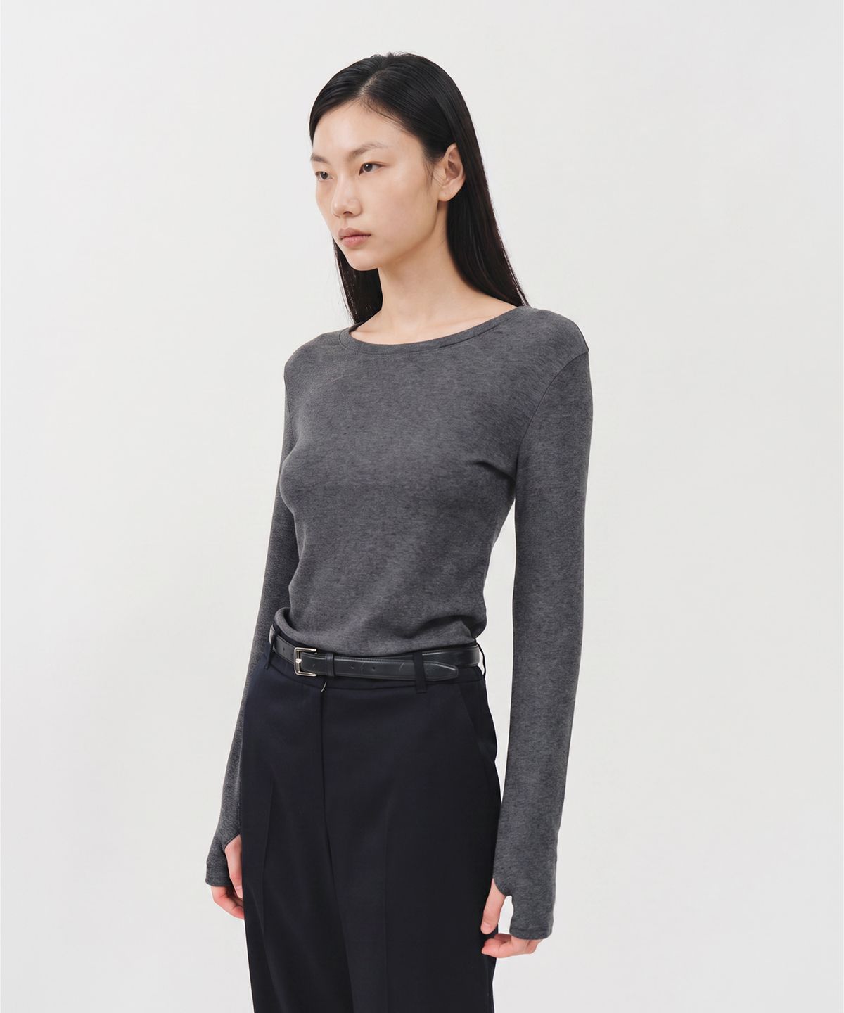 룩캐스트(LOOKAST) 울 라운드 세컨드 스킨 썸홀 탑 / WOOL ROUND SECOND-SKIN THUMBHOLE TOP_6colors