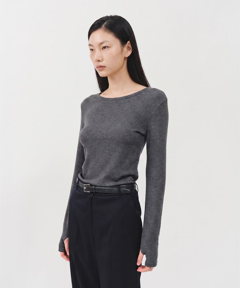 울 라운드 세컨드 스킨 썸홀 탑 / WOOL ROUND SECOND-SKIN THUMBHOLE TOP_6colors
