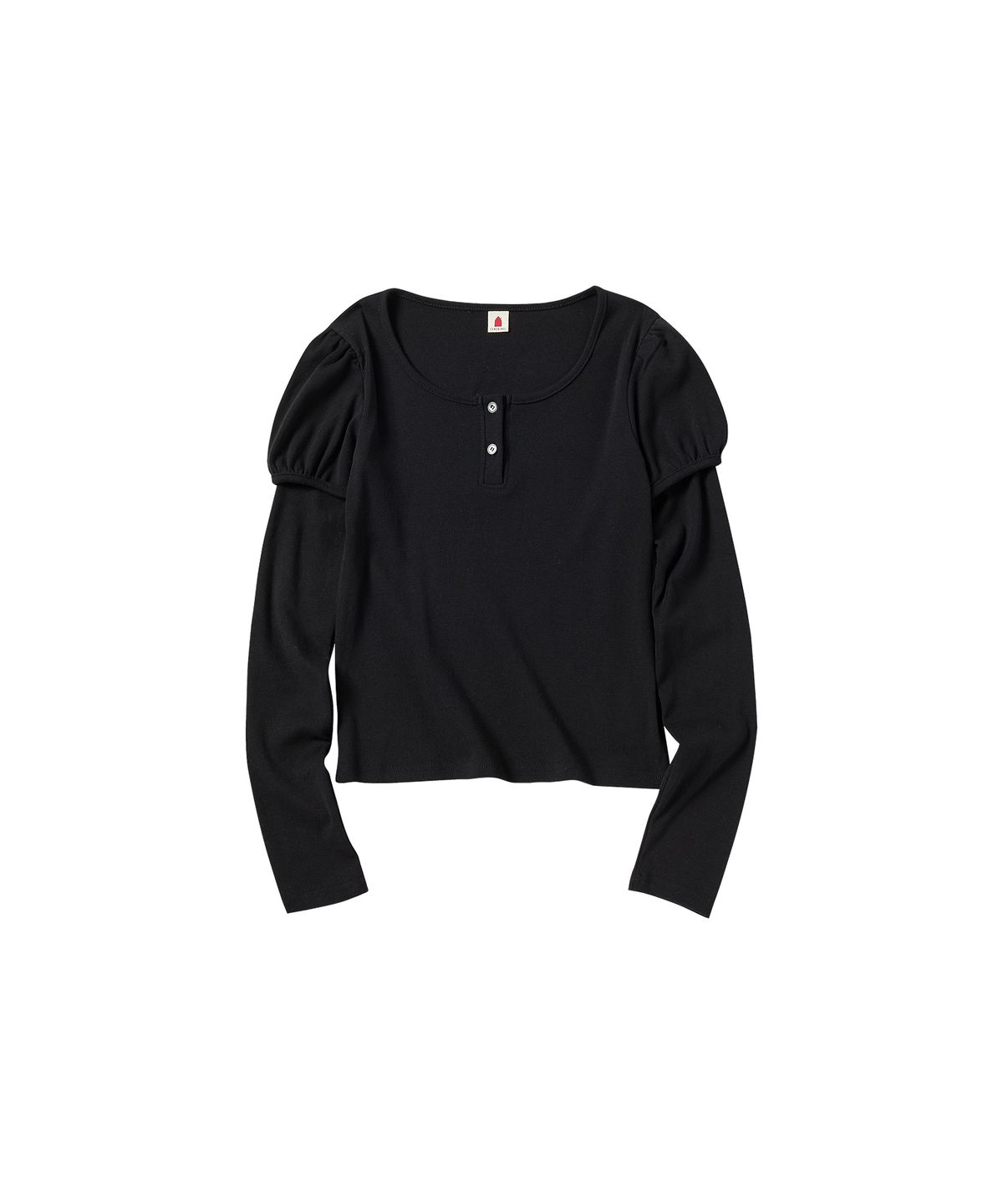꼬모니노즈(COMONINOZ) W SOFT PUFF LAYER T-SHIRT [BLACK]