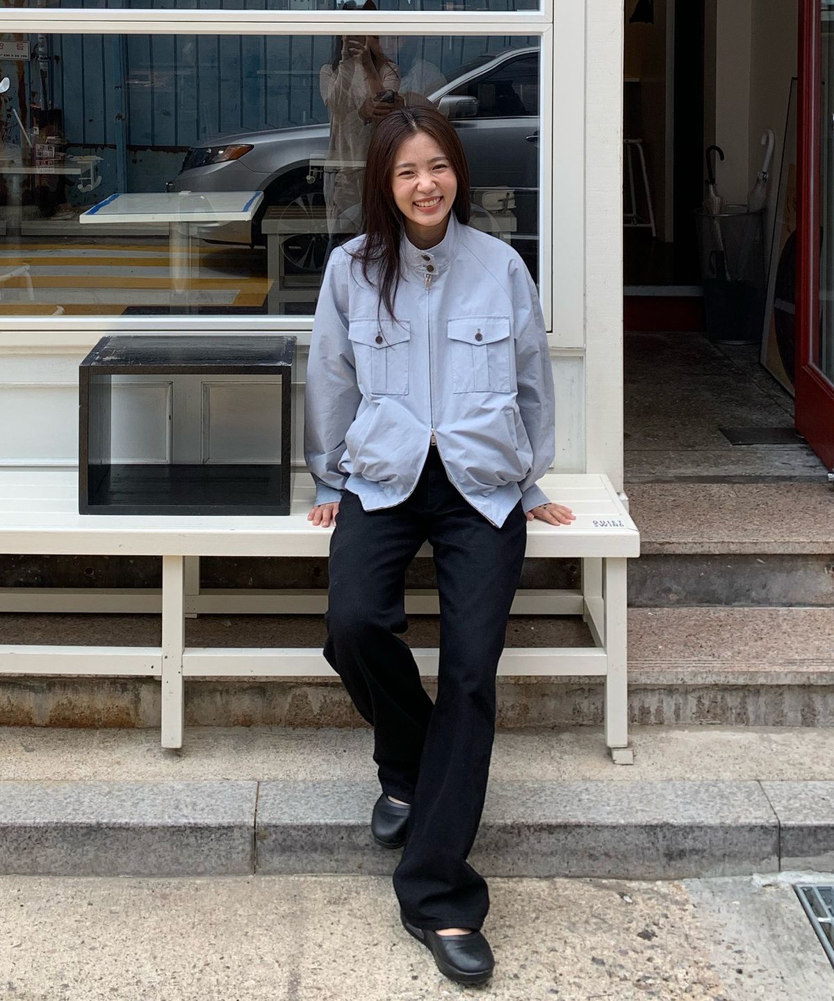 룩캐스트(LOOKAST) 코튼 유틸리티 봄버 자켓_라이트 블루 / COTTON UTILITY BOMBER JACKET_LIGHT BLUE