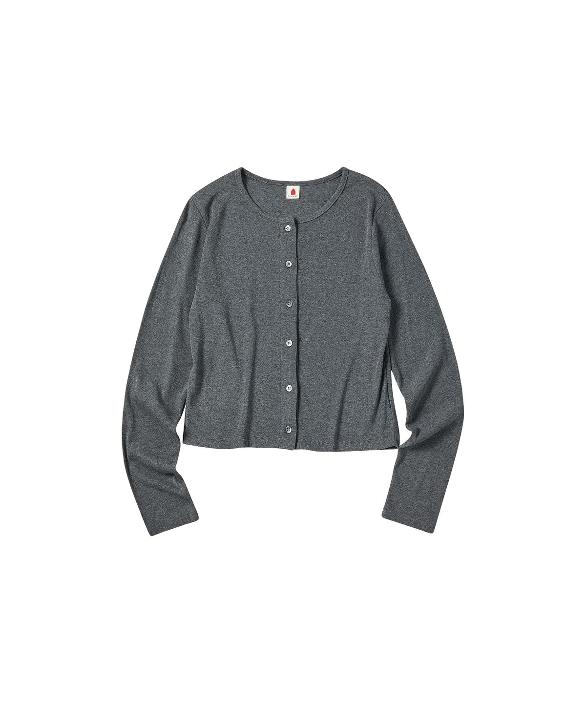 꼬모니노즈(COMONINOZ) W SOLID ROUND NECK CARDIGAN [GRAY]