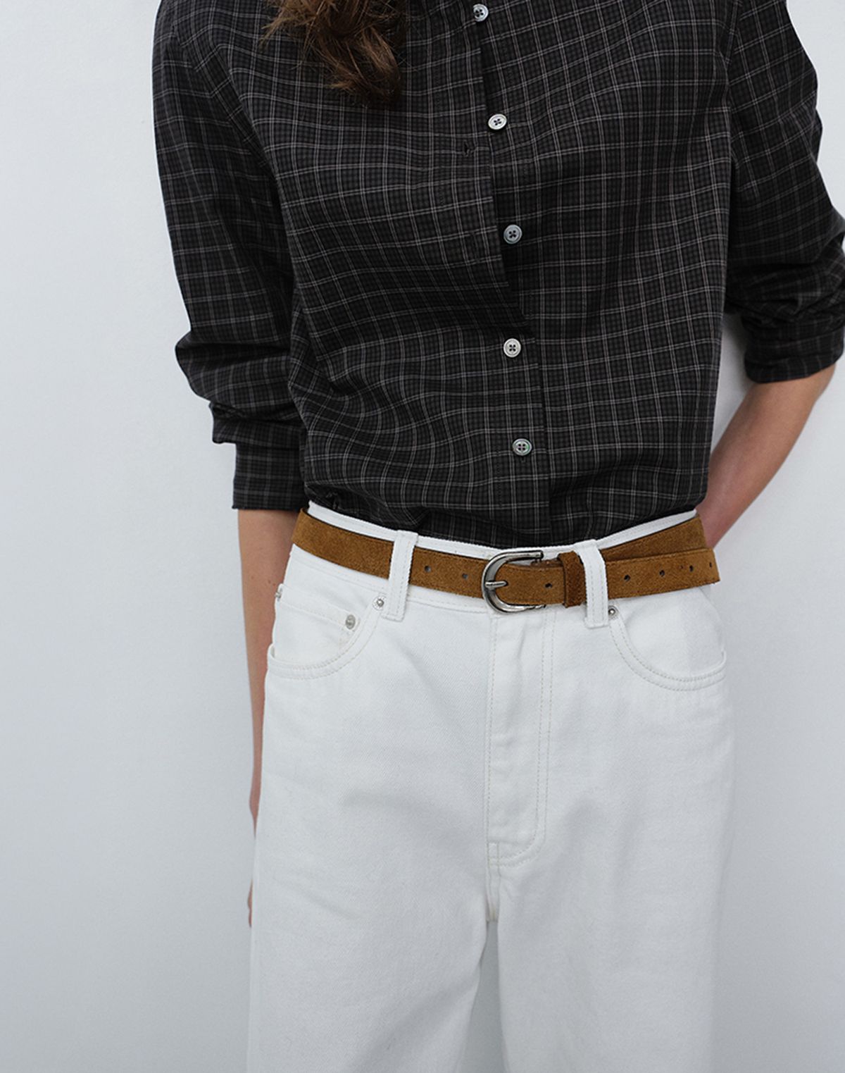 던스트(DUNST) D-BUCKLE SUEDE BELT_UDBE6F209_CAMEL