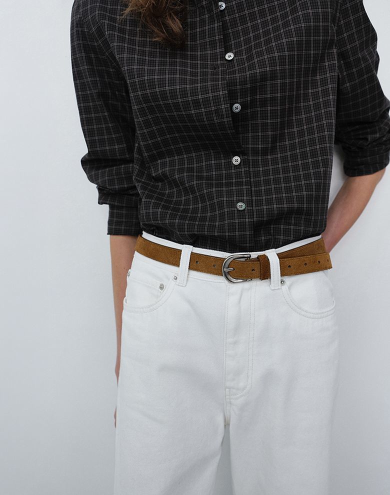 D-BUCKLE SUEDE BELT_UDBE6F209_CAMEL