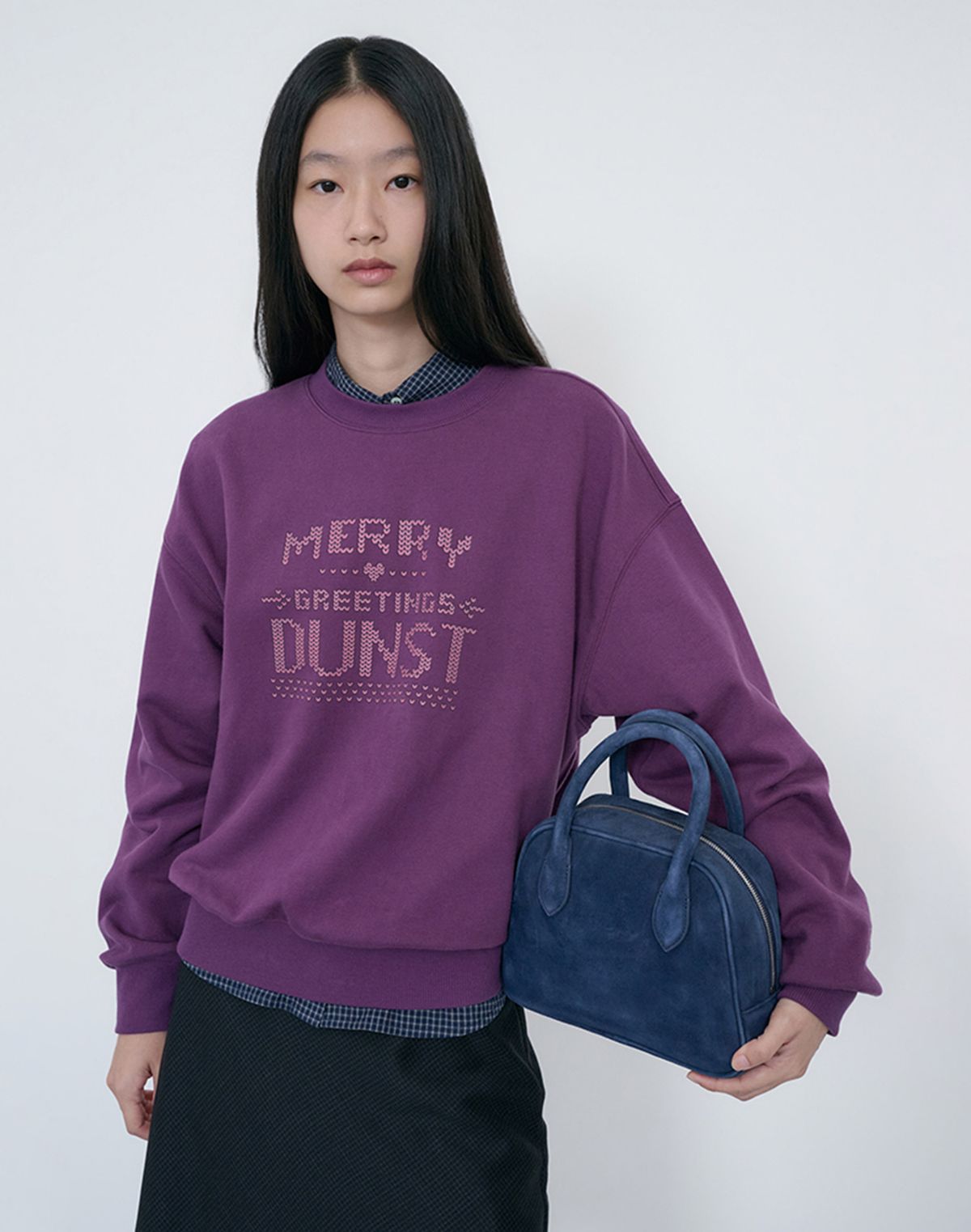 던스트(DUNST) SUEDE BOSTON TOTE BAG_UDBA6F202_NAVY