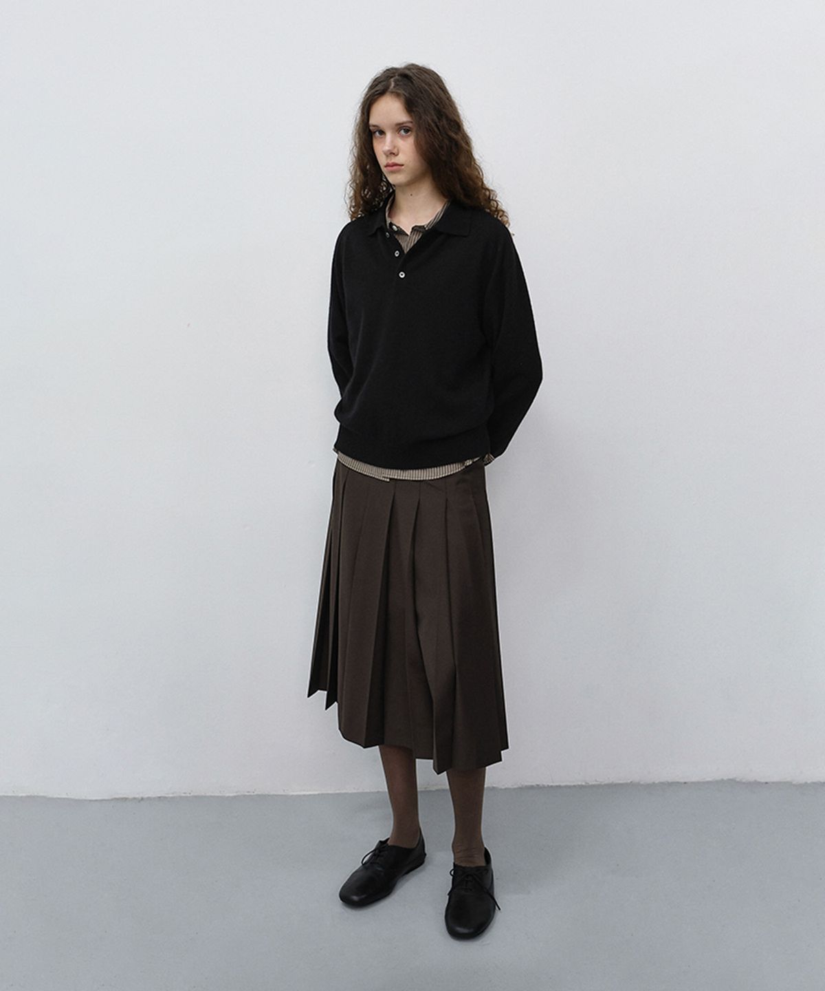 던스트(DUNST) PLEATS LONG SKIRT_UDSK6C206_BROWN