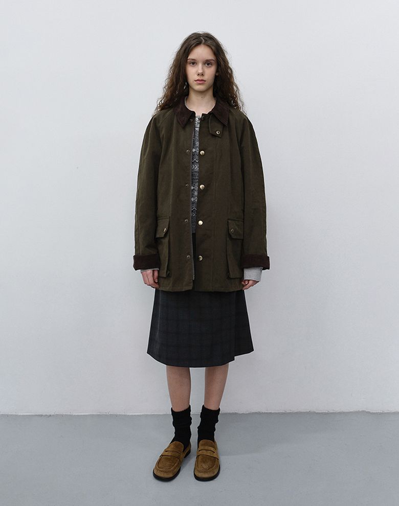 PLEATS MIDI WRAP CHECKED SKIRT_UDSK6C205_CHARCOAL GREY CHECK