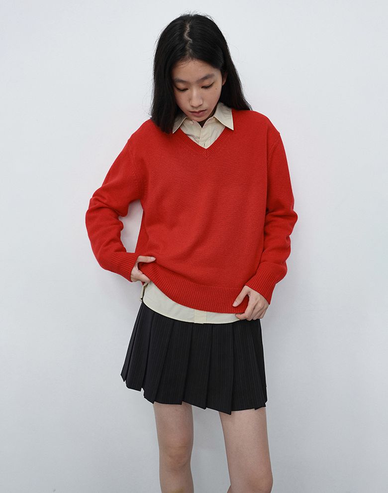 PLEATS MINI STRIPED SKIRT_UDSK6C203_BLACK STRIPE