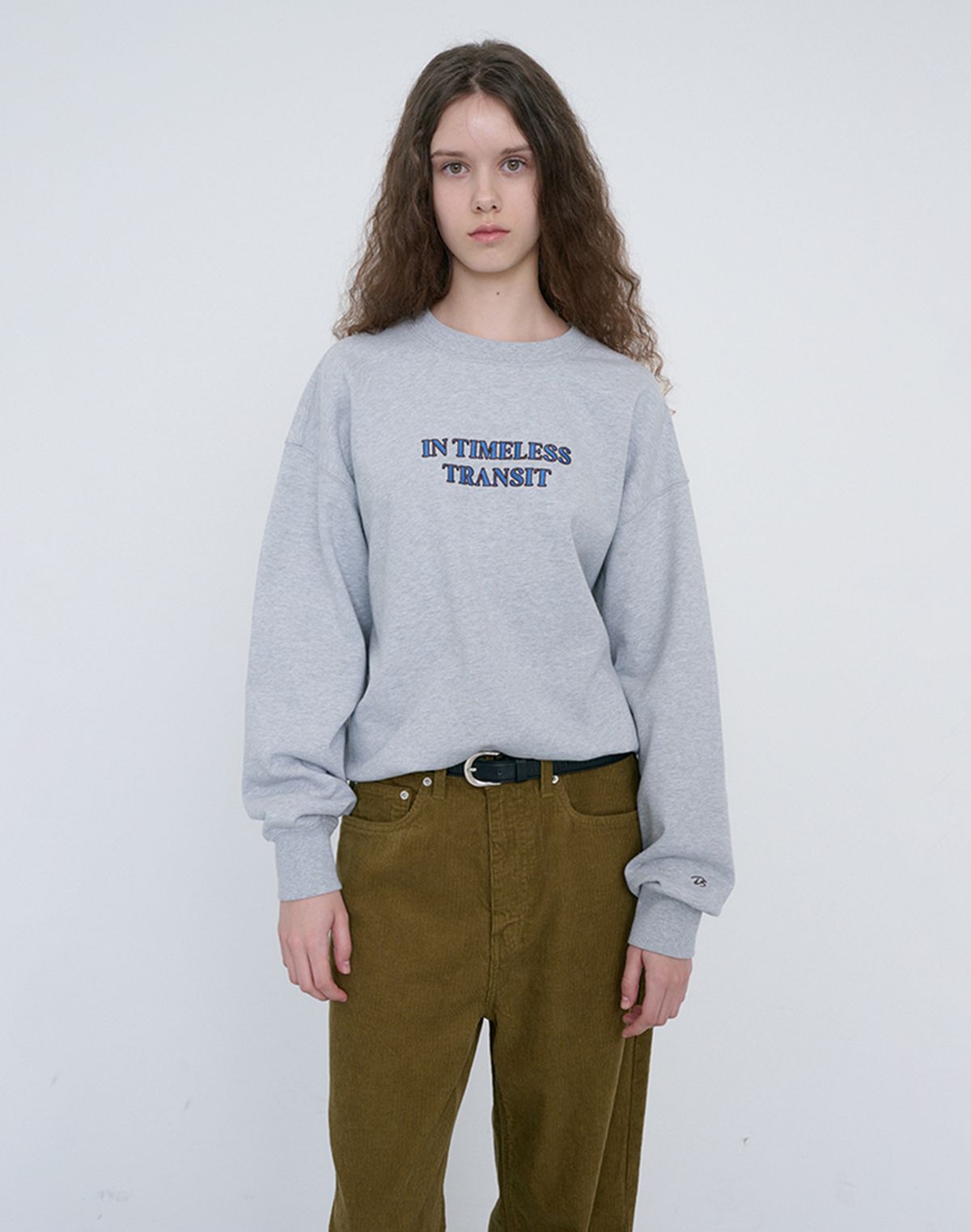 던스트(DUNST) UNISEX SLOGAN SWEATSHIRT_UDTS6C109_MID MELANGE GREY