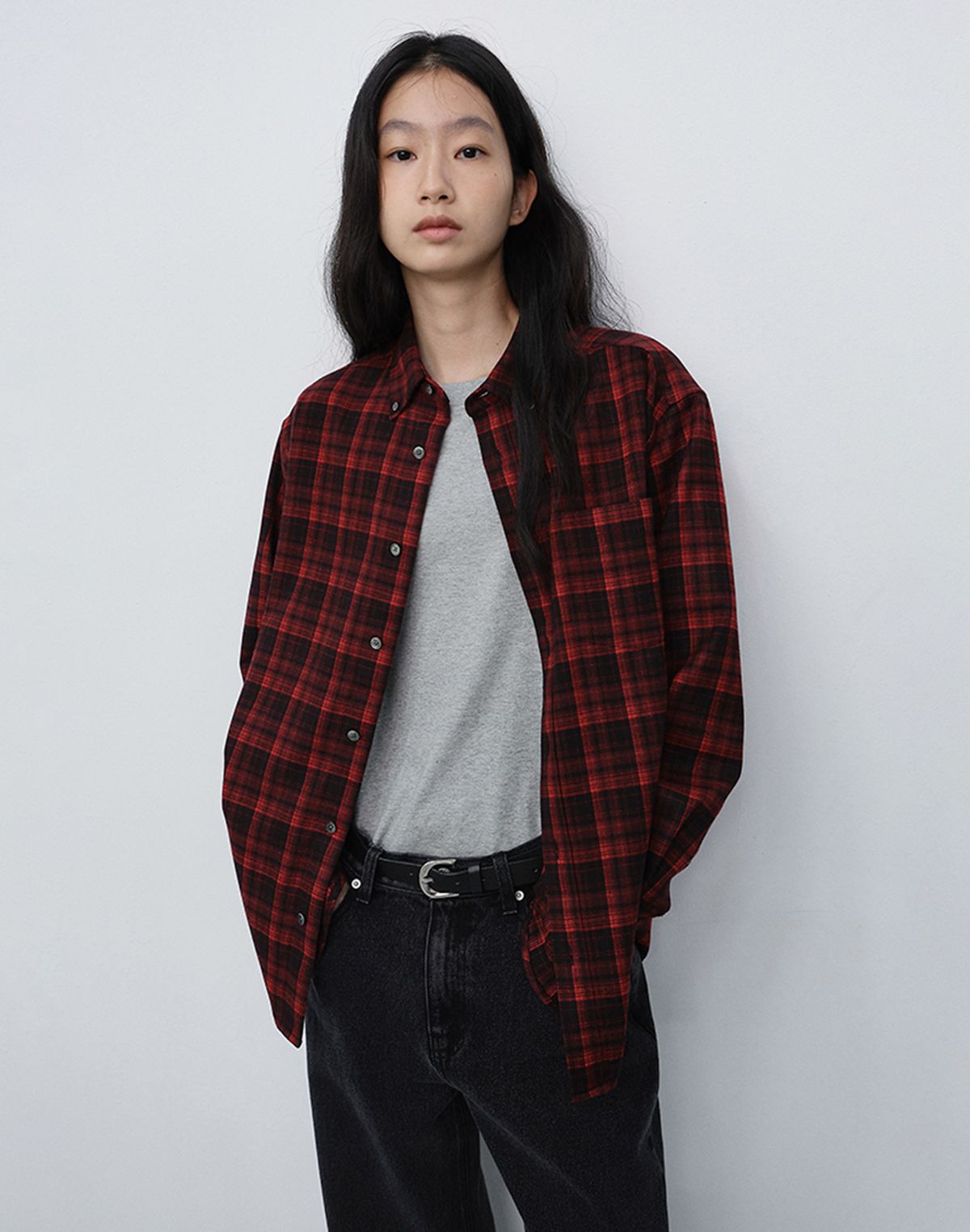 던스트(DUNST) UNISEX CHECKED FLANNEL BD SHIRT_UDSH6C103_RED