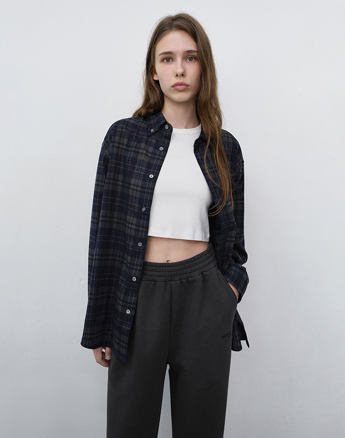 던스트(DUNST) UNISEX CHECKED FLANNEL BD SHIRT_UDSH6C103_DARK NAVY