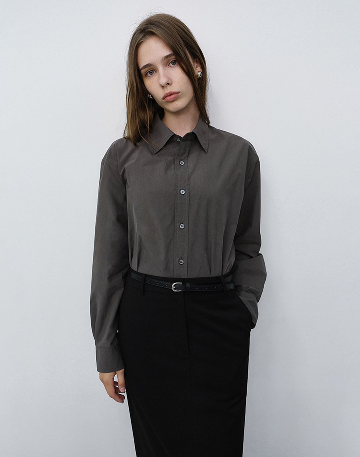던스트(DUNST) UNISEX REFINED COTTON SHIRT_UDSH6C101_MUSHROOM