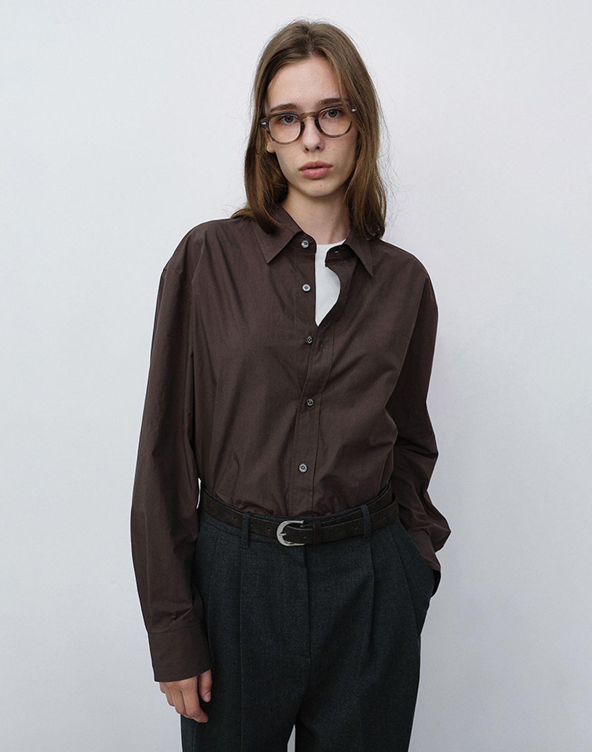 던스트(DUNST) UNISEX REFINED COTTON SHIRT_UDSH6C101_DARK BROWN