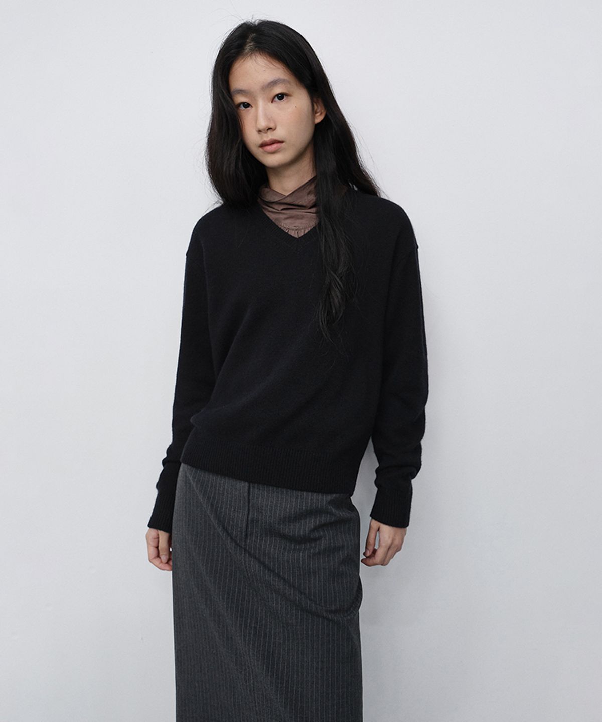 던스트(DUNST) UNISEX CASHMERE V-NECK SWEATER_UDSW6C111_BLACK