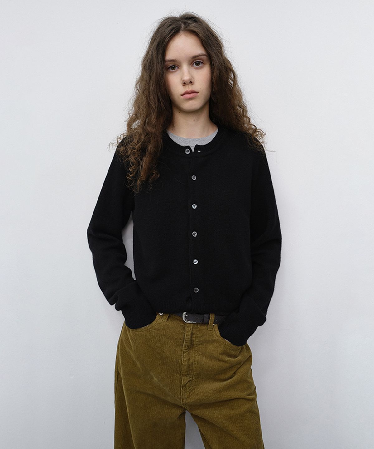 던스트(DUNST) UNISEX CREWNECK KNIT CARDIGAN_UDSW6C101_BLACK
