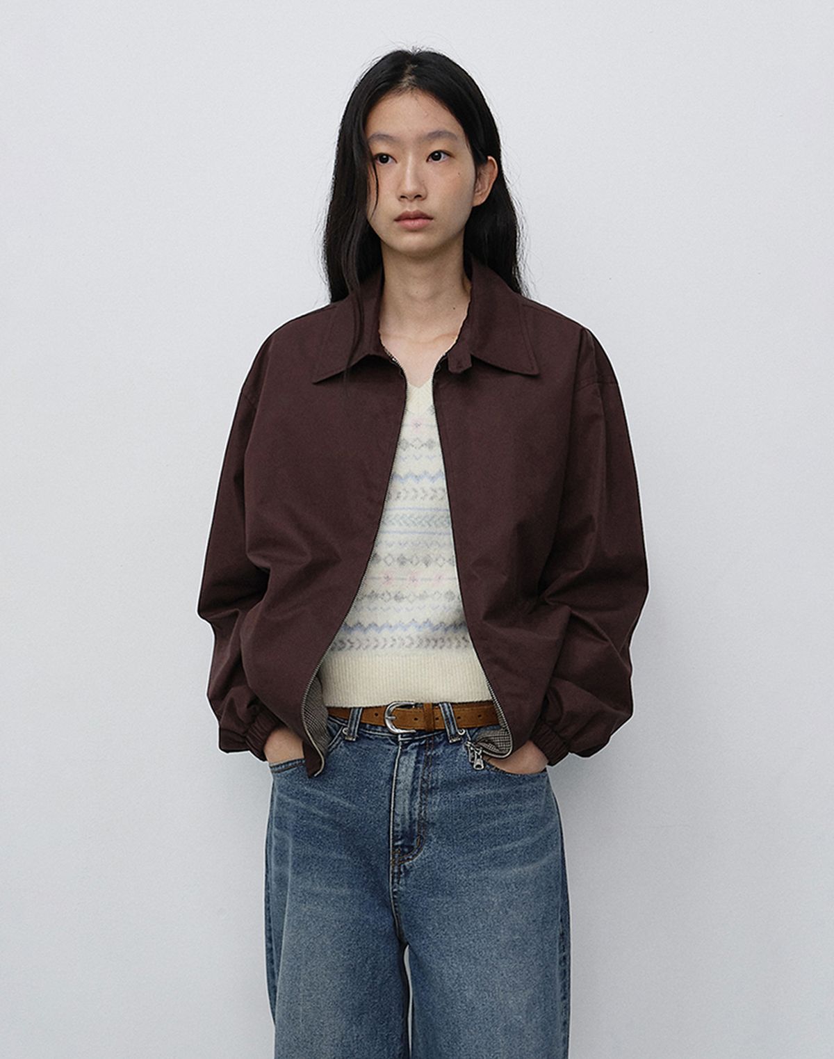 던스트(DUNST) UNISEX COLLARED BLOUSON JACKET_UDJU6C112_BROWN
