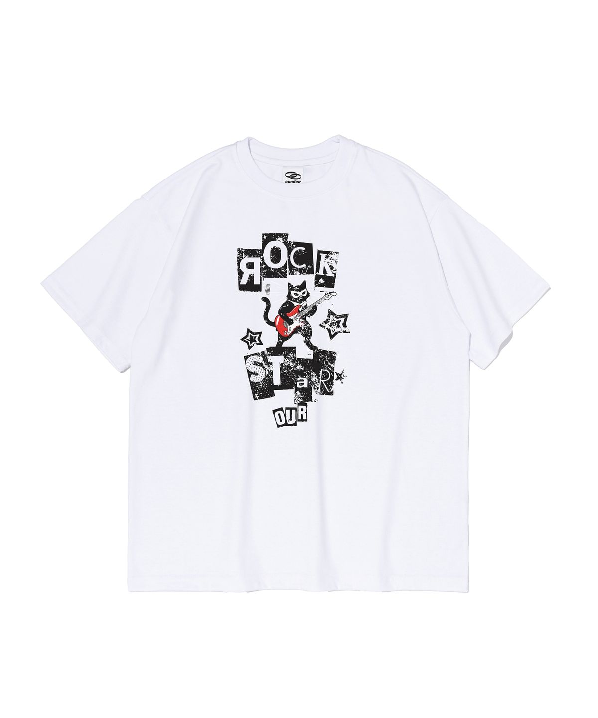 오언더알(OUNDERR) ROCK STAR CAT 반팔티셔츠 (화이트)