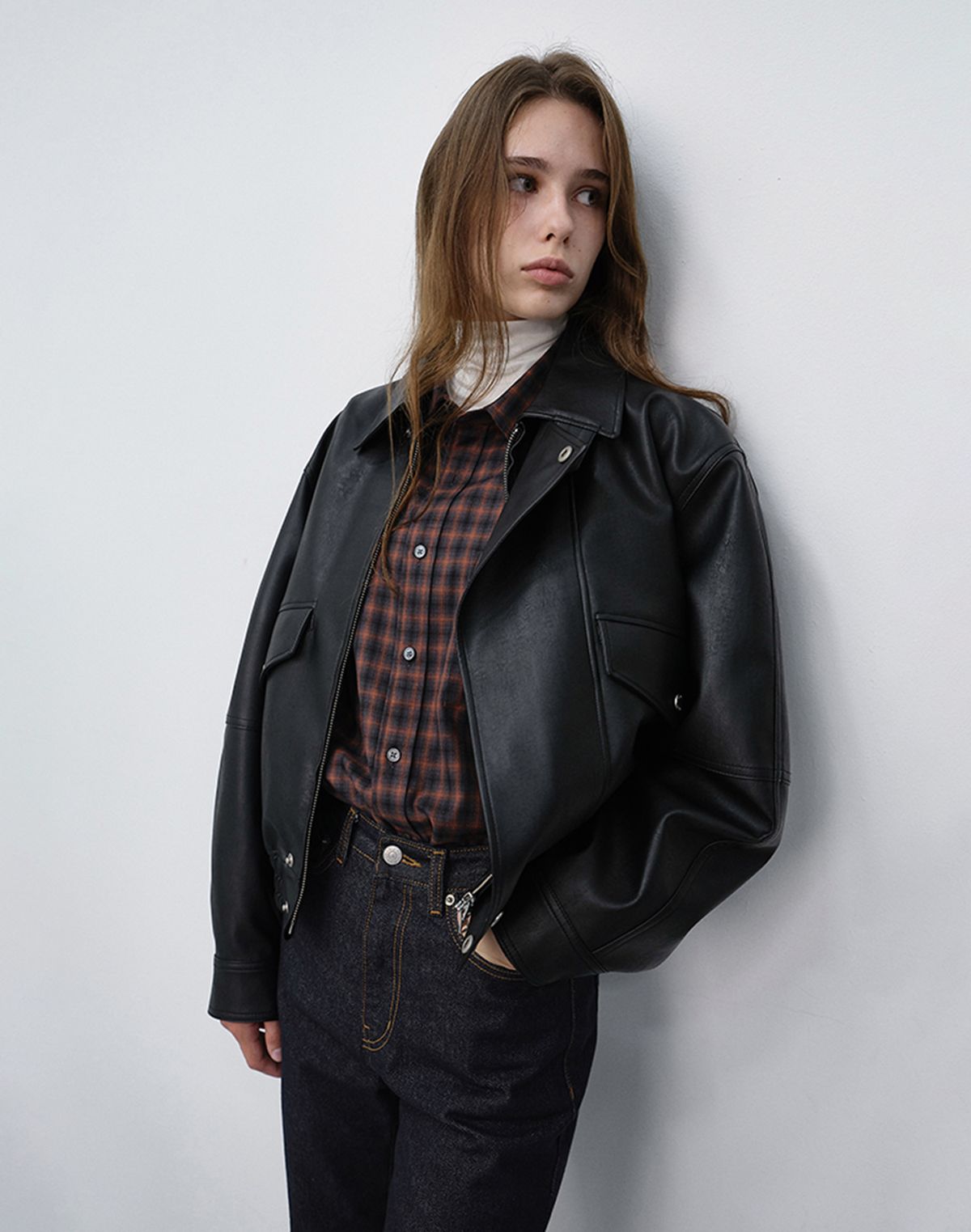 던스트(DUNST) UNISEX CROPPED LEATHER BLOUSON_UDJU6C108_BLACK