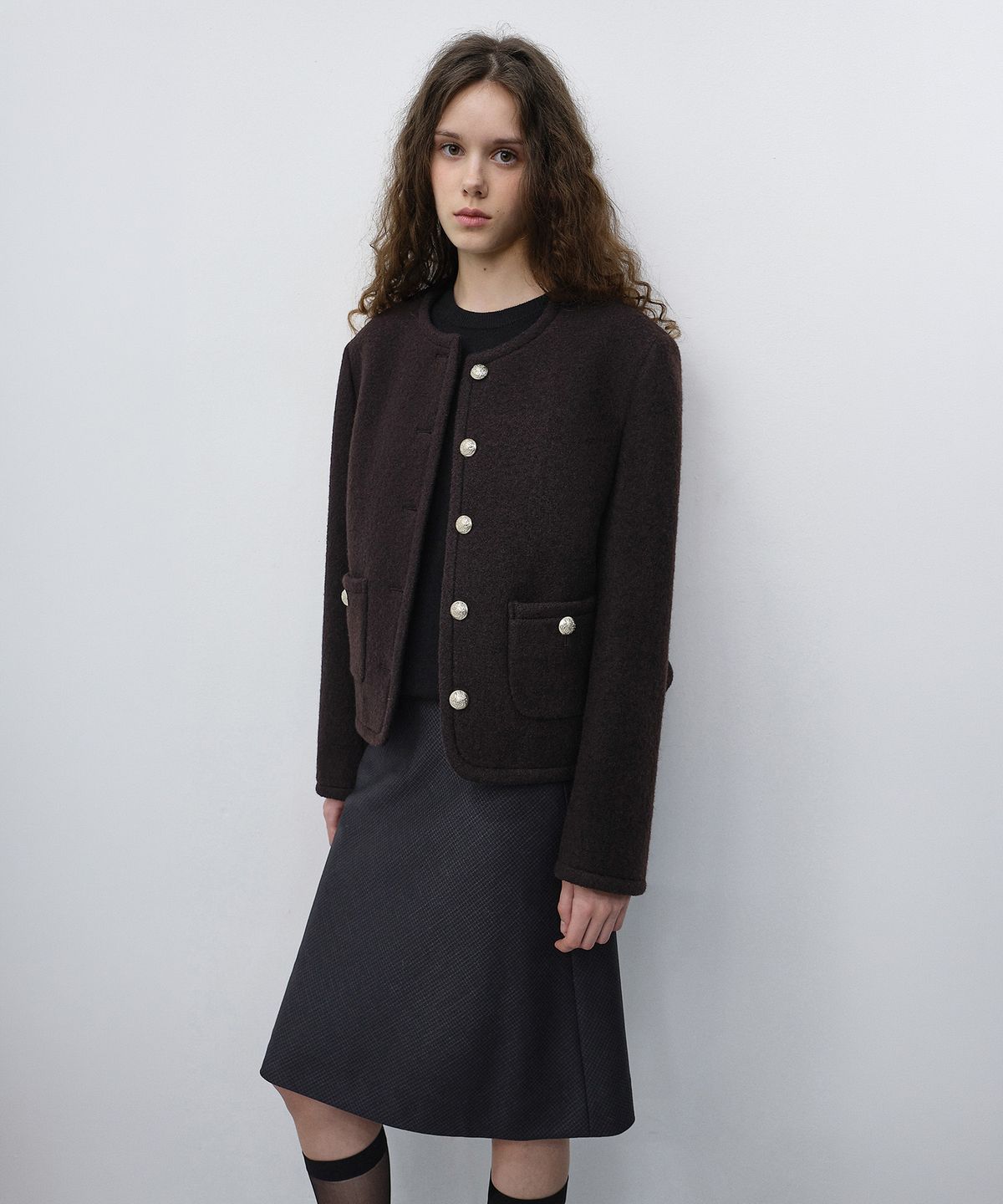 던스트(DUNST) CLASSIC TWEED JACKET_UDJA6C203_BROWN
