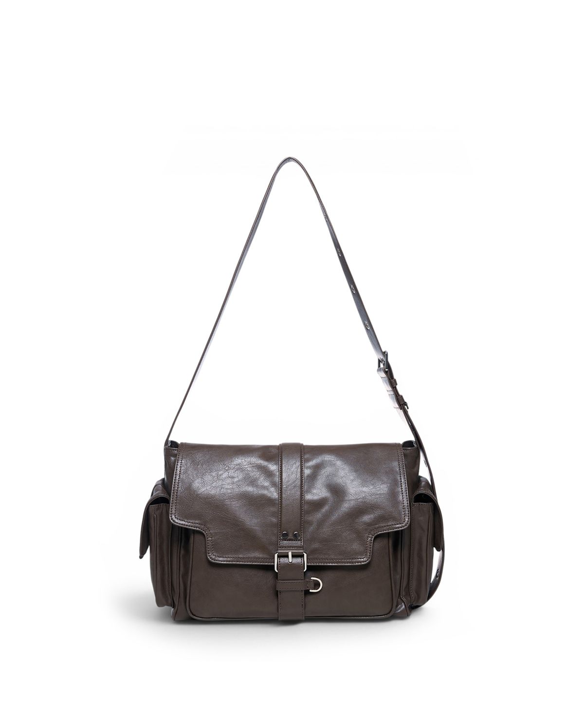마뗑킴(MATIN KIM) DUAL POCKET MESSENGER BAG IN DARK KHAKI