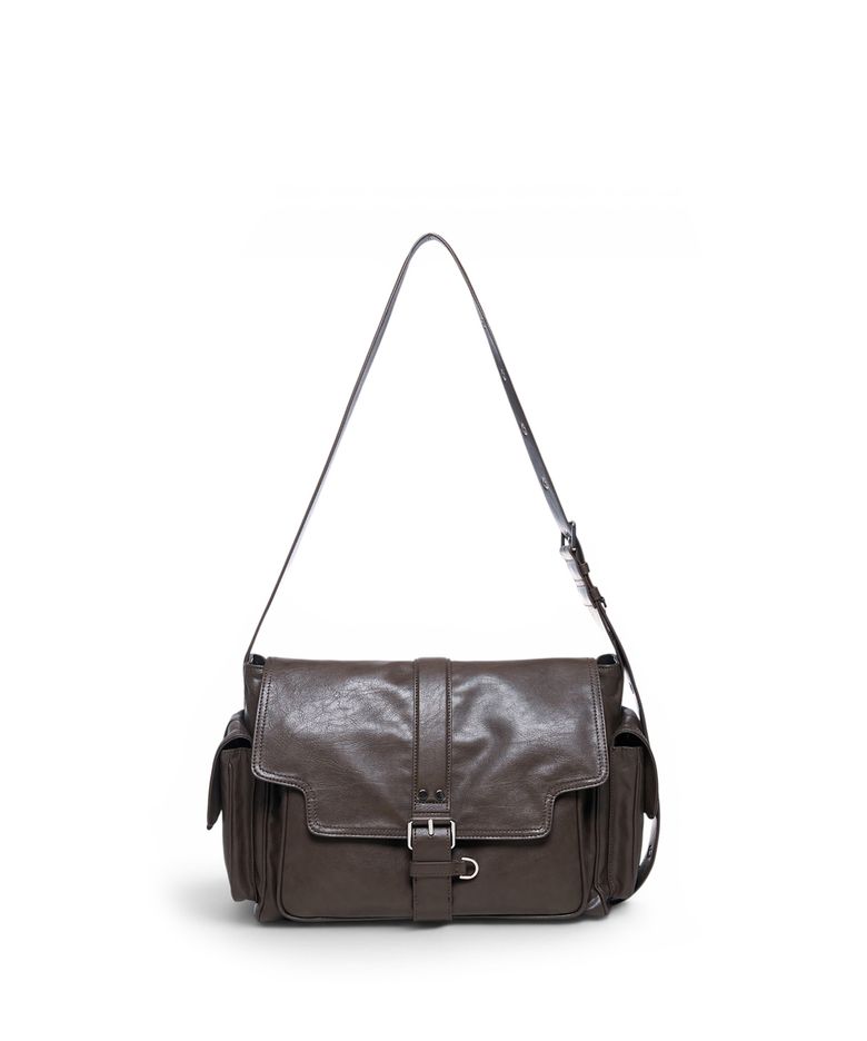 DUAL POCKET MESSENGER BAG IN DARK KHAKI