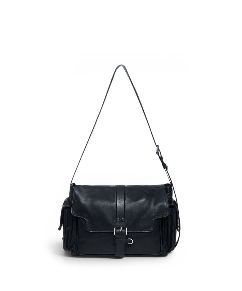 DUAL POCKET MESSENGER BAG IN BLACK