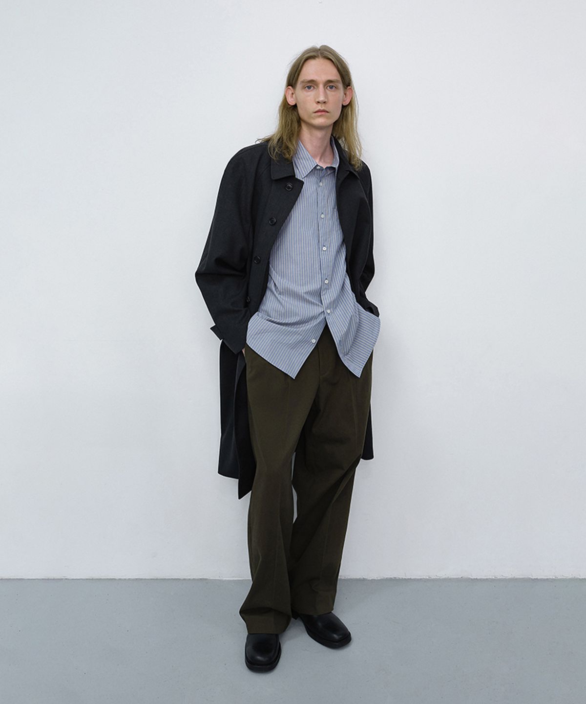 던스트 포 맨(DUNST FOR MEN) DOUBLE PLEATED WIDE CHINO SLACKS_UDPA6C303_KHAKI