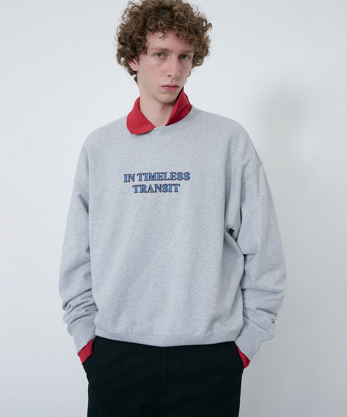 던스트 포 맨(DUNST FOR MEN) UNISEX SLOGAN SWEATSHIRT_UDTS6C109_MID MELANGE GREY