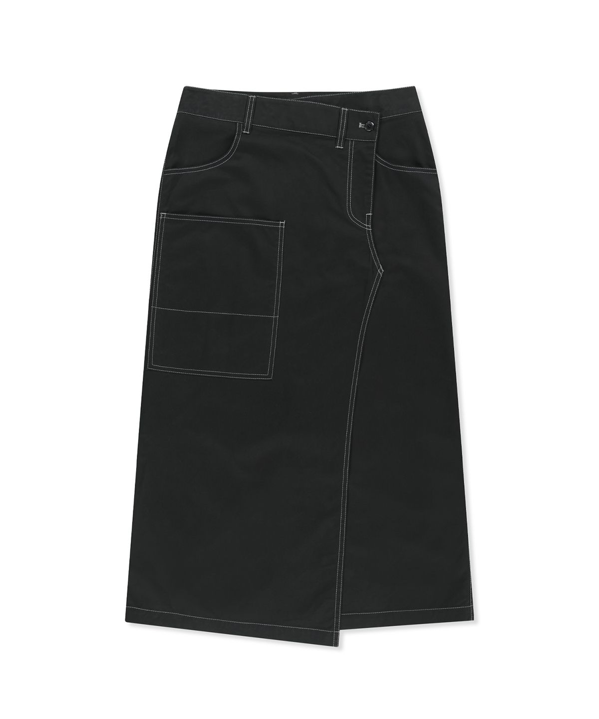 마뗑킴(MATIN KIM) BIG POCKET LONG WRAP SKIRT IN BLACK