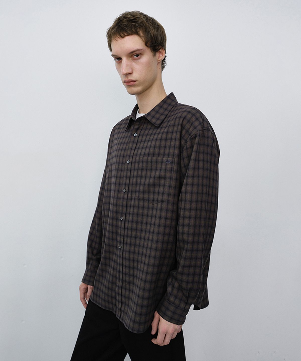 던스트 포 맨(DUNST FOR MEN) UNISEX CHECKED FLANNEL SHIRT_UDSH6C104_KHAKI