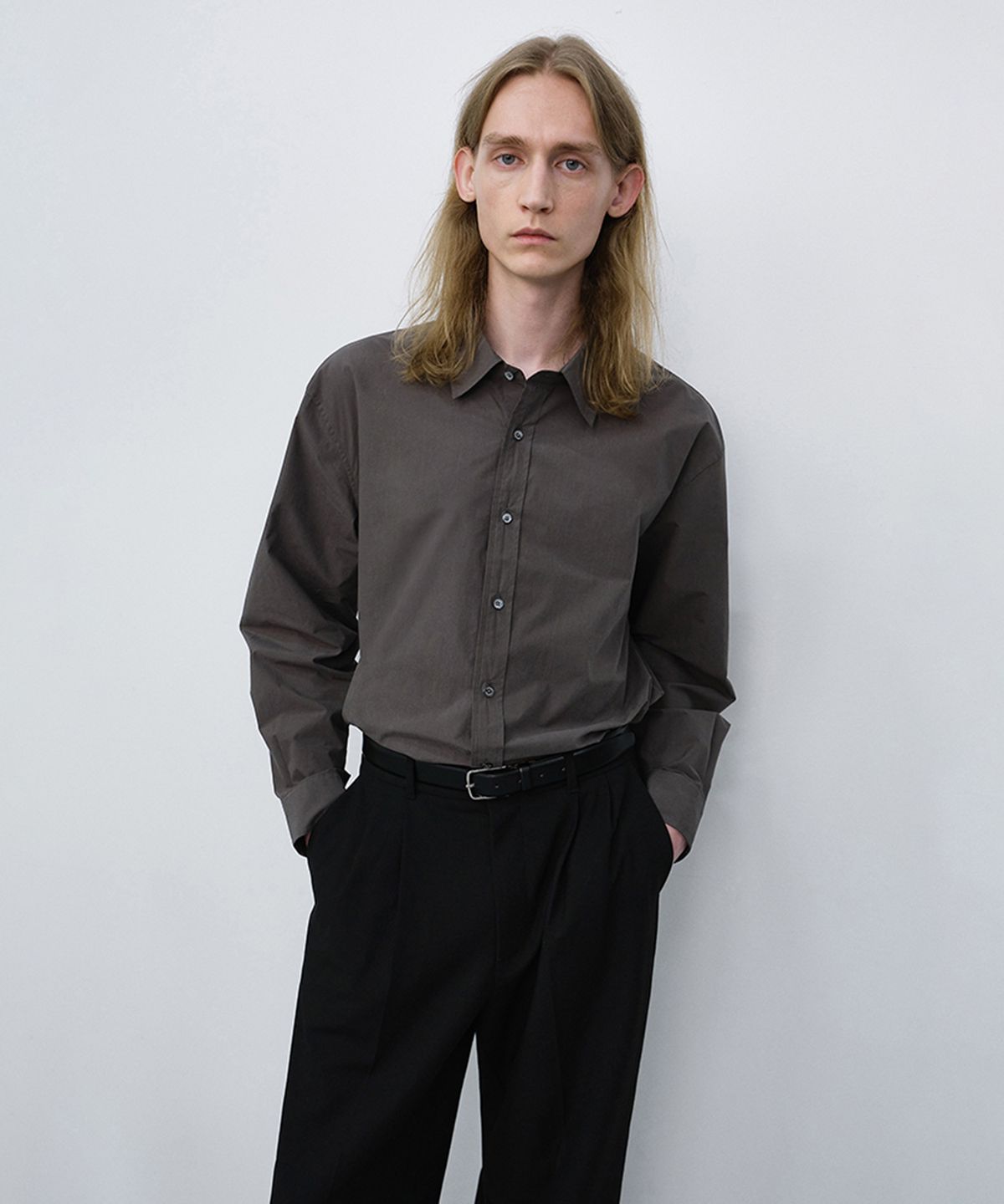 던스트 포 맨(DUNST FOR MEN) UNISEX REFINED COTTON SHIRT_UDSH6C101_MUSHROOM