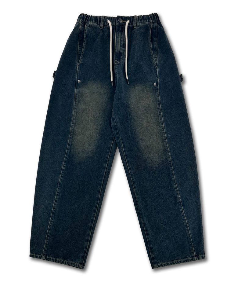 밴딩 스냅 커브드 데님 팬츠 LR5DU534_YELLOW INDIGO