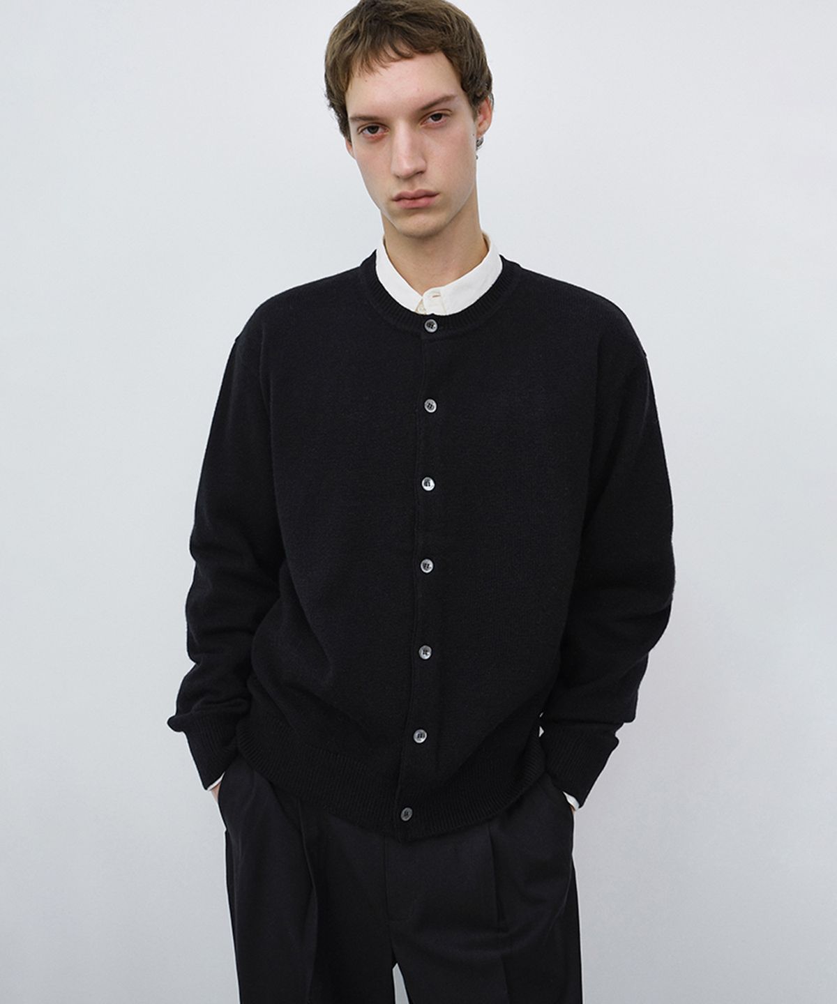 던스트 포 맨(DUNST FOR MEN) UNISEX CREWNECK KNIT CARDIGAN_UDSW6C101_BLACK