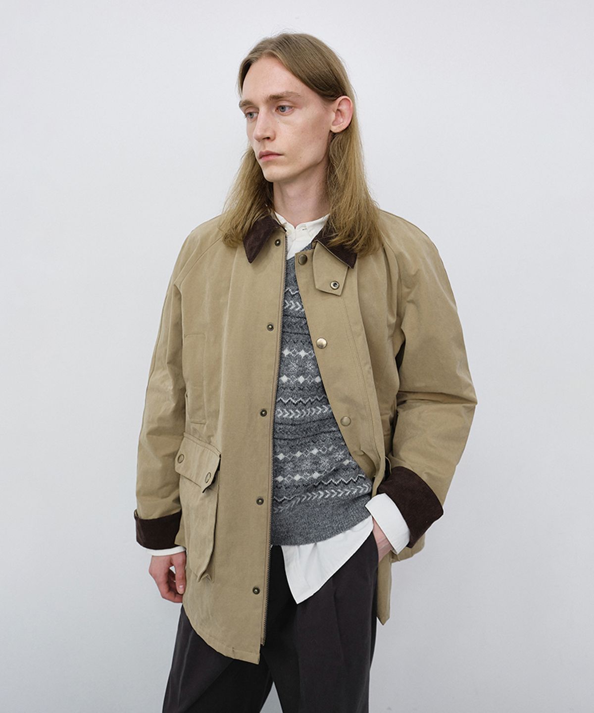 던스트 포 맨(DUNST FOR MEN) UNISEX WAXED COTTON HUNTING JACKET_UDJU6C111_BEIGE