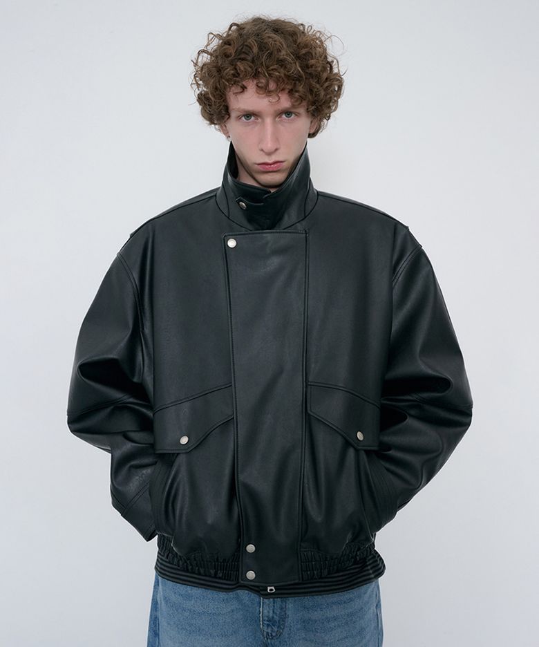 CROPPED LEATHER BLOUSON_UNISEX_UDJU6C108_BLACK