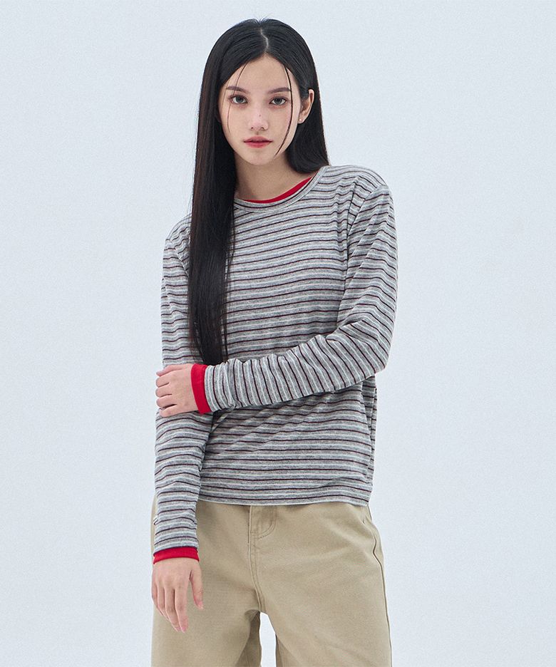 [우먼] 소프트 멀티 스트라이프 긴팔 티셔츠 BK4341 (3COLOR)