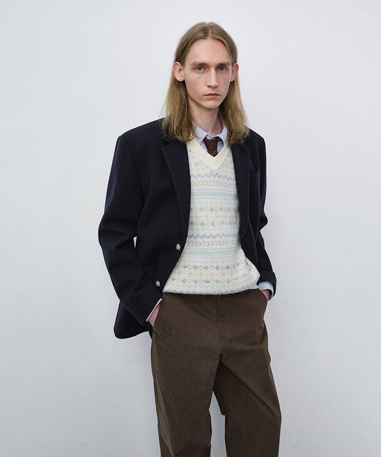 UNISEX CLASSIC 2 BUTTON WOOL BLAZER_UDJA6C107_NAVY