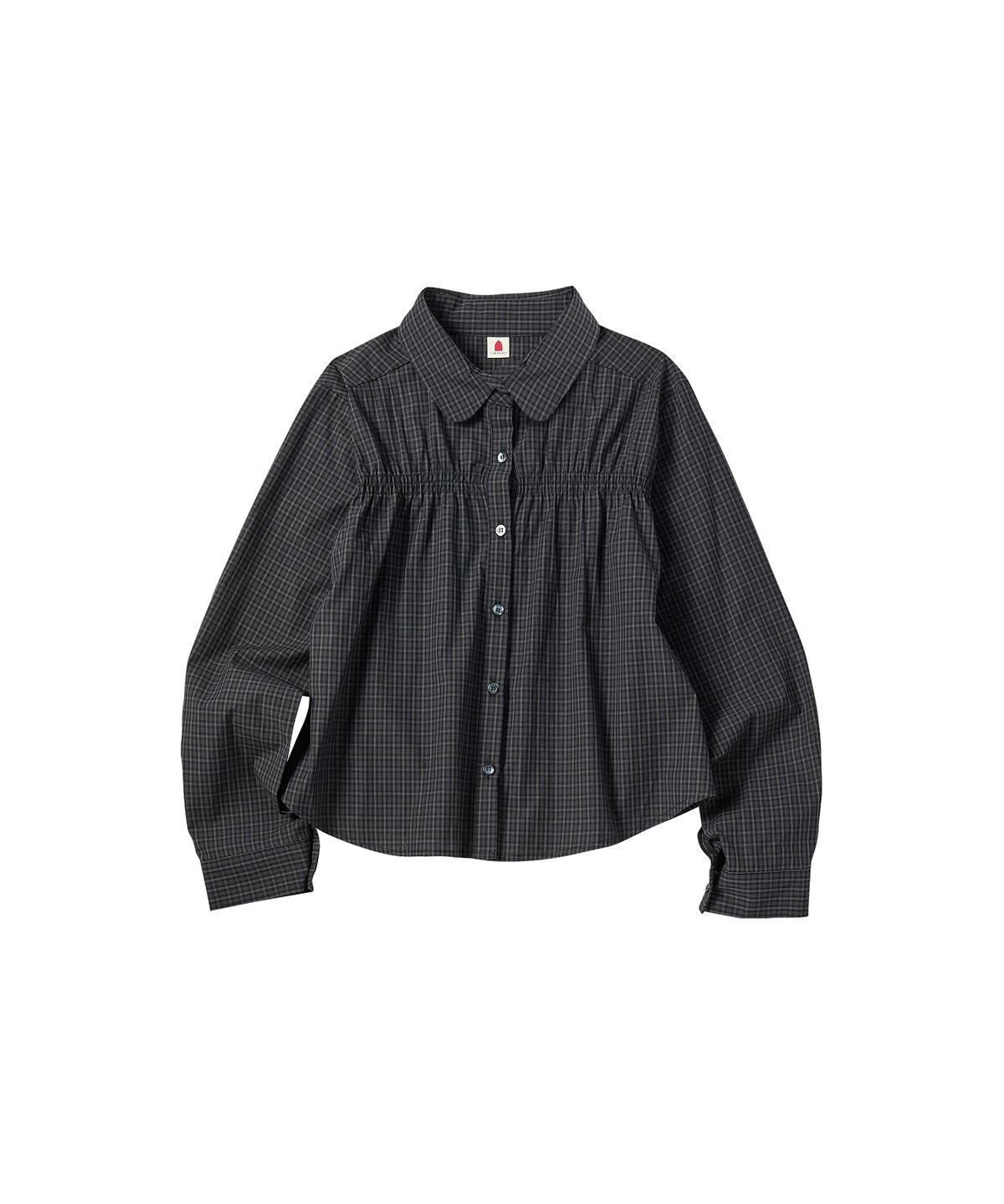 꼬모니노즈(COMONINOZ) W ROUND SMOCK BLOUSE [BLACK]