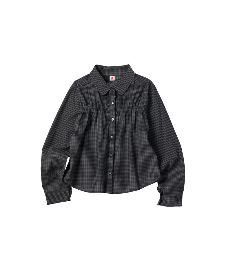 W ROUND SMOCK BLOUSE [BLACK]