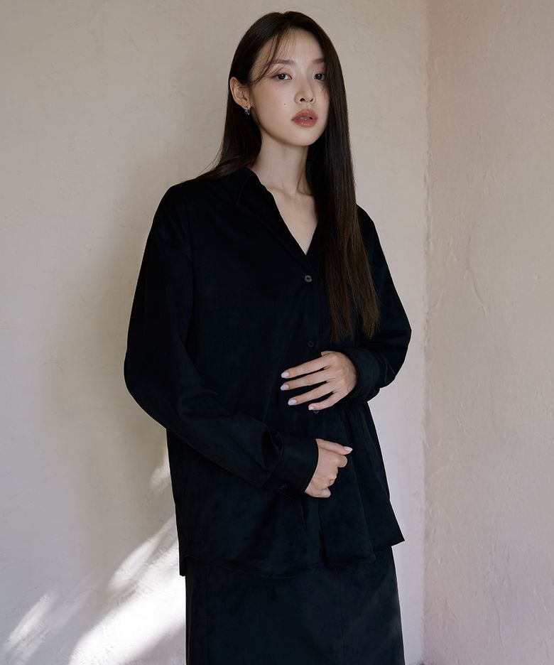 [최미나수 PICK] [Women] Fake Suede Set-Up Long Shirt (PPGXH9411)