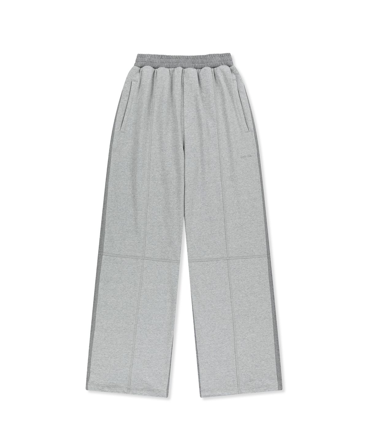 마뗑킴(MATIN KIM) COLORBLOCK CUT SEAM SWEATPANTS IN GREY
