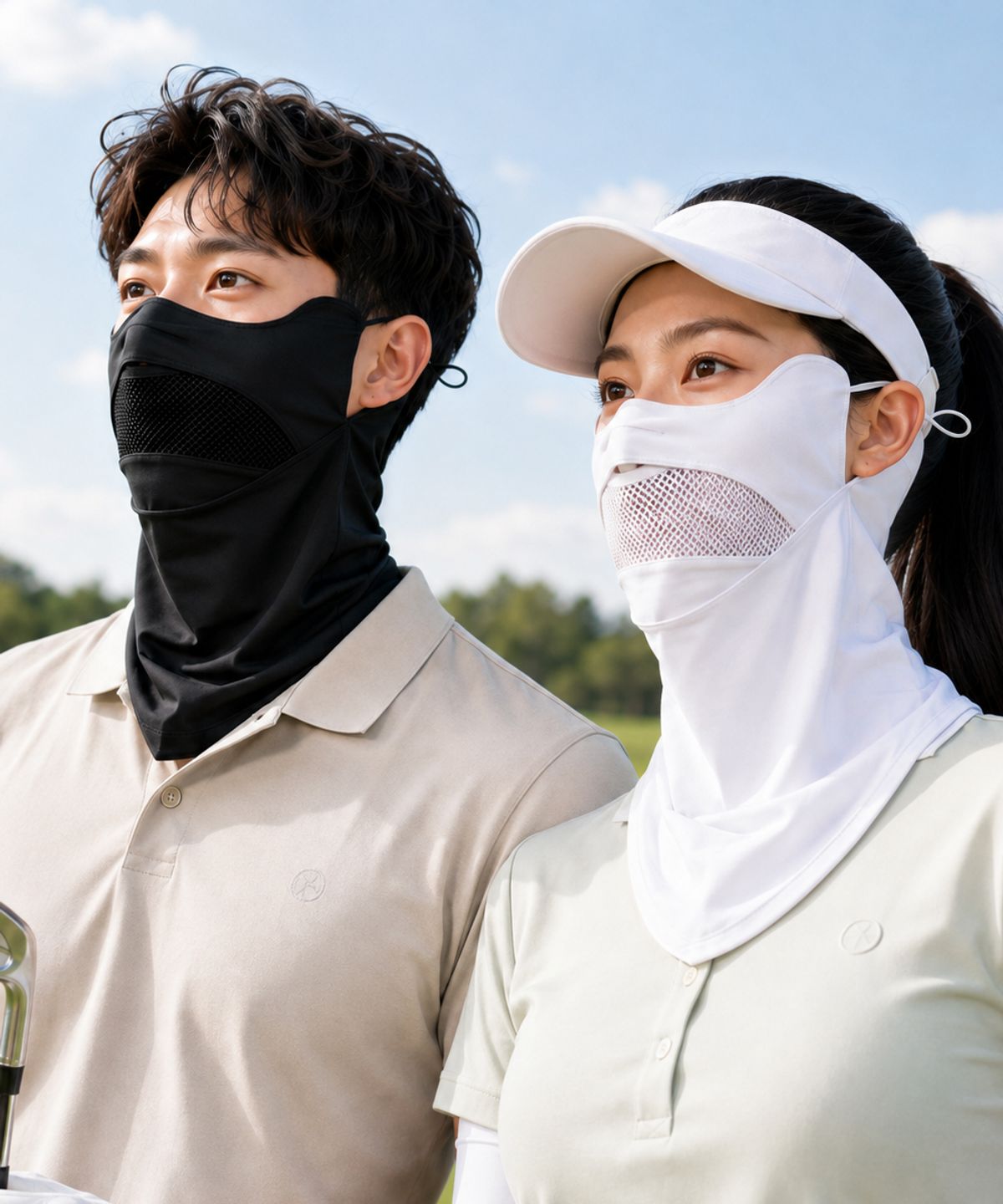 김영주 골프(KIM YOUNG JOO GOLF) 여름 남녀공용 자외선차단 메쉬 스포츠 페이크 마스크 KQSXMK14