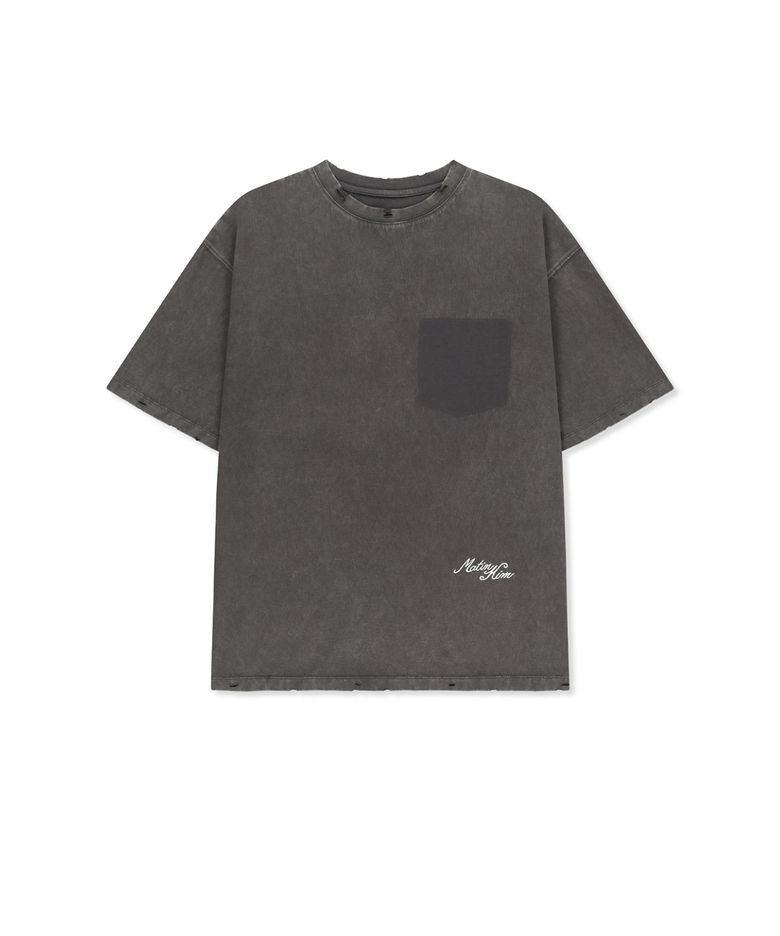 VINTAGE WASHED CALLIGRAPHY BACK LOGO TOP IN CHARCOAL