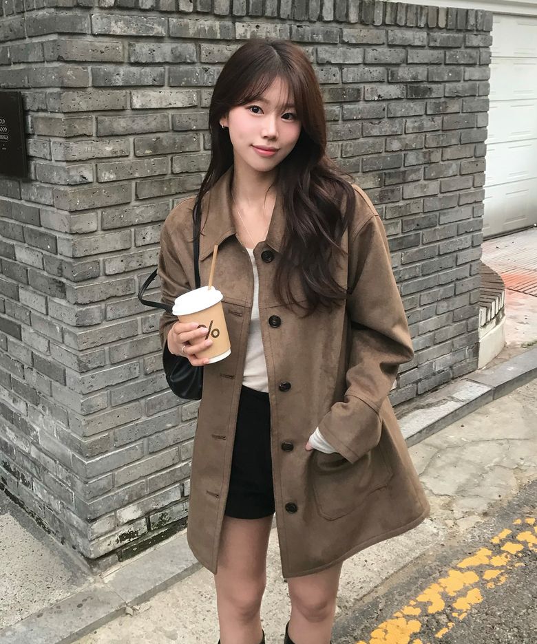Elan Suede Half Coat - Brown