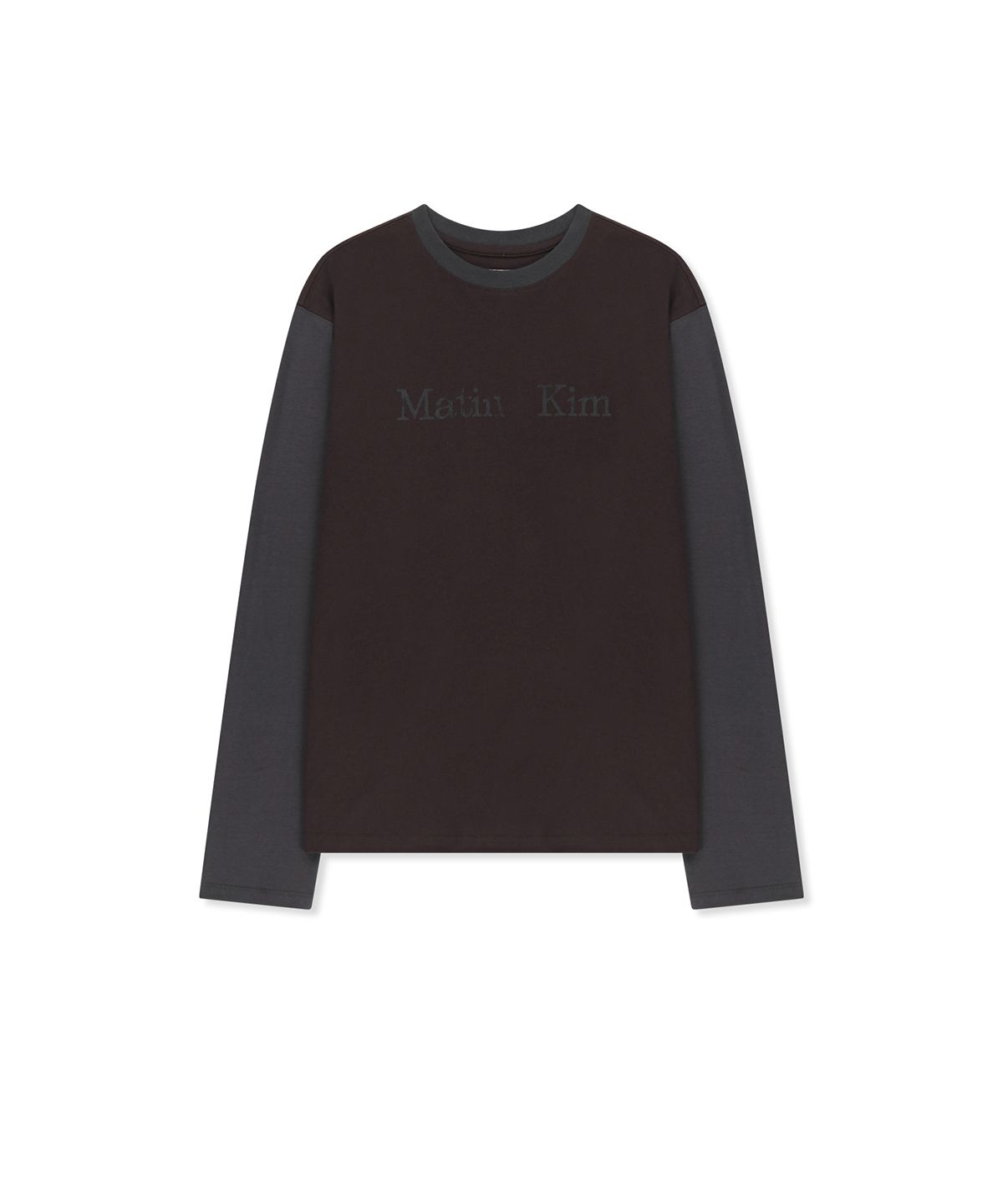 마뗑킴(MATIN KIM) TONAL BLOCK LOGO TOP IN BROWN