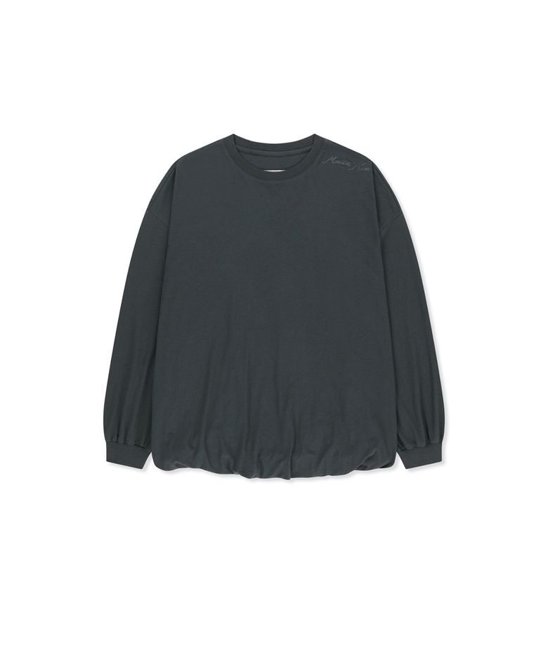 BLOUSON HEM OVERFIT TOP IN CHARCOAL